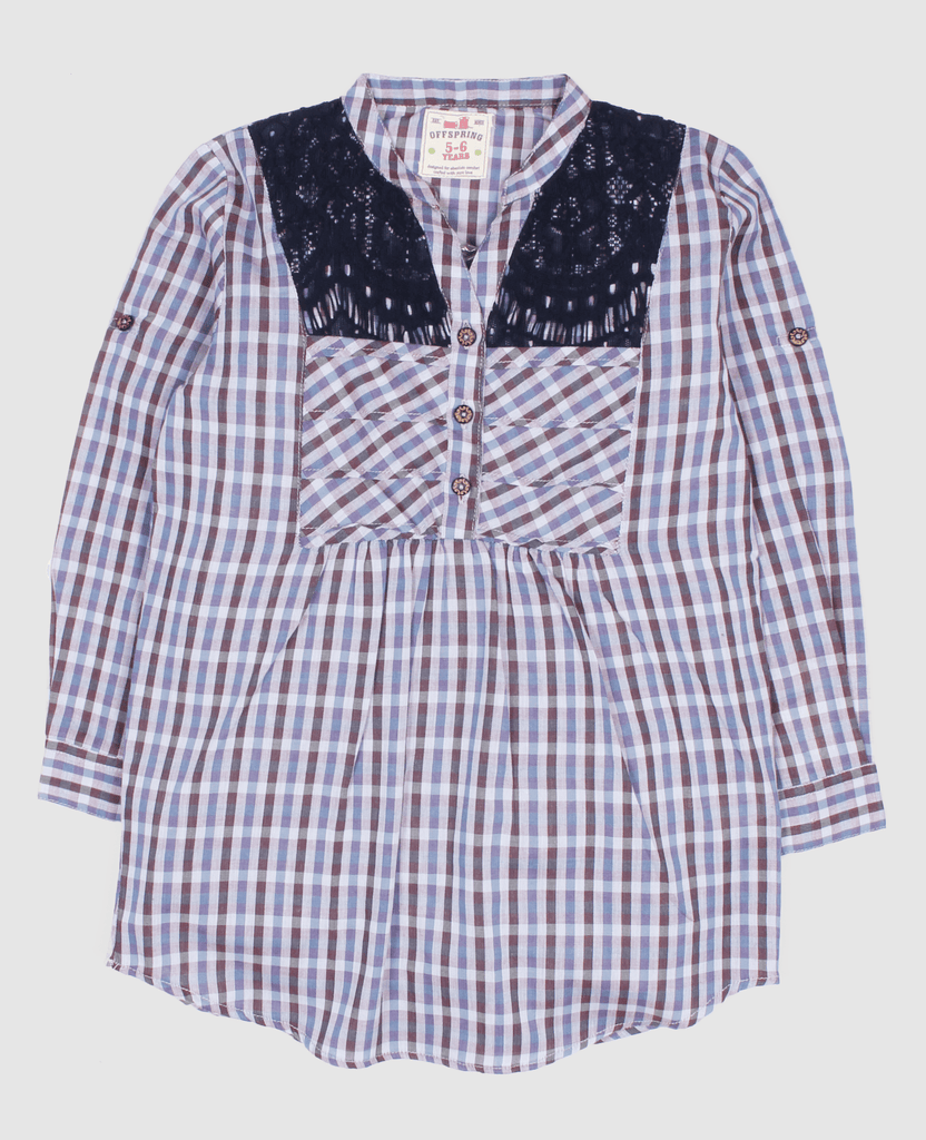 Girls L/S Check Tunic Top - Offspring