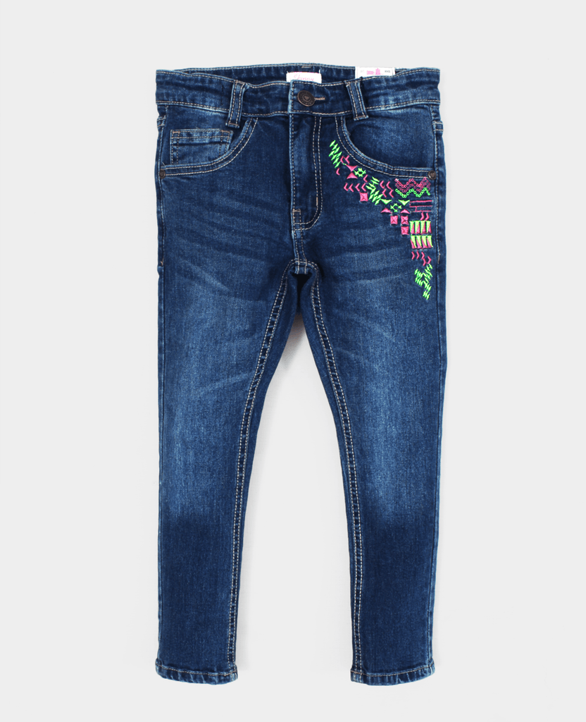Girls Embroidered Skin Fit Jeans - Offspring